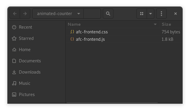 Animated counter front-end asset files
