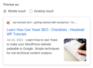 Yoast search result preview