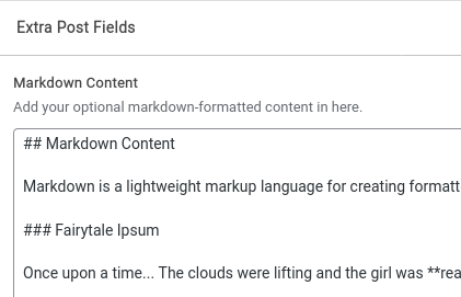 Extra Post Fields - Markdown Content Field