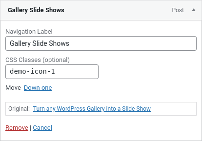 WordPress custom menu icon CSS class