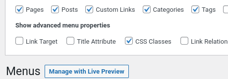 Show CSS classes in WordPress menu editor