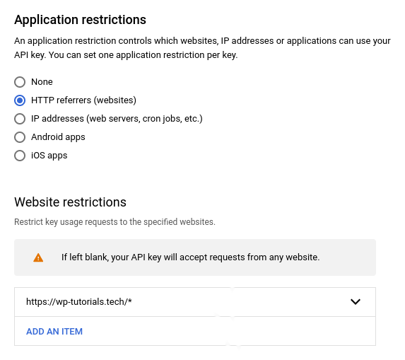 Restrict your Google API Key by HTTP Referrer