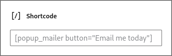 Popup email button shortcode