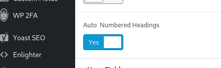 Enable auto-numbered headings