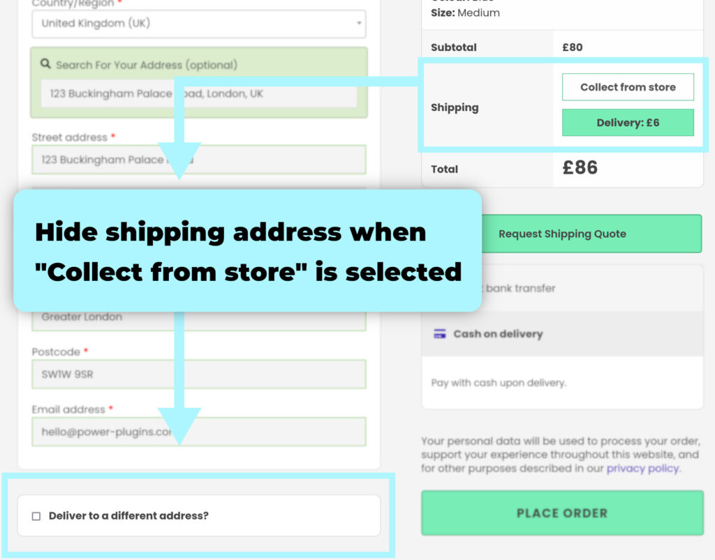 WooCommerce checkout hide shipping address